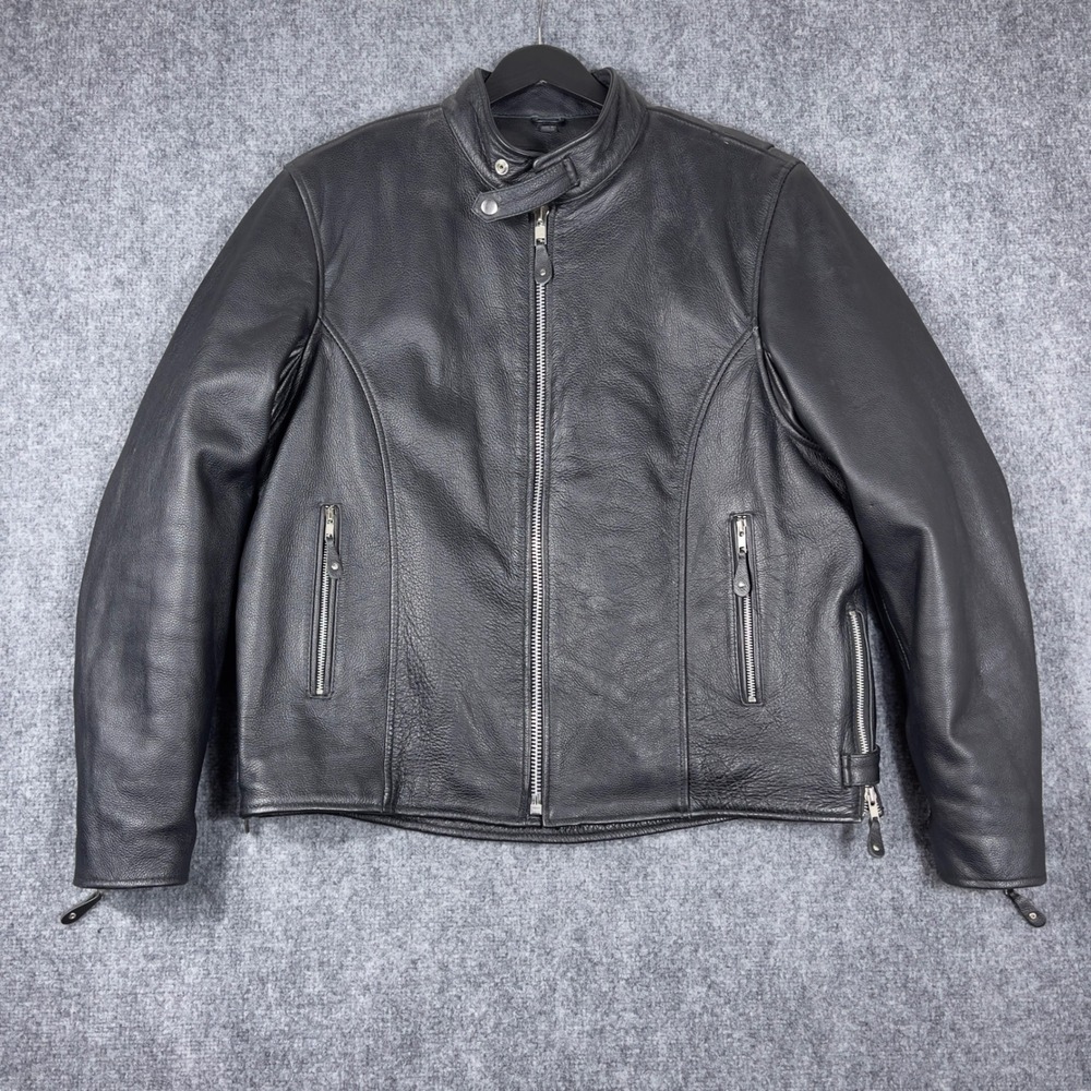 Street & Steel Scooter Leather Motorcycle Jacket Mens L Black Thinsulate
